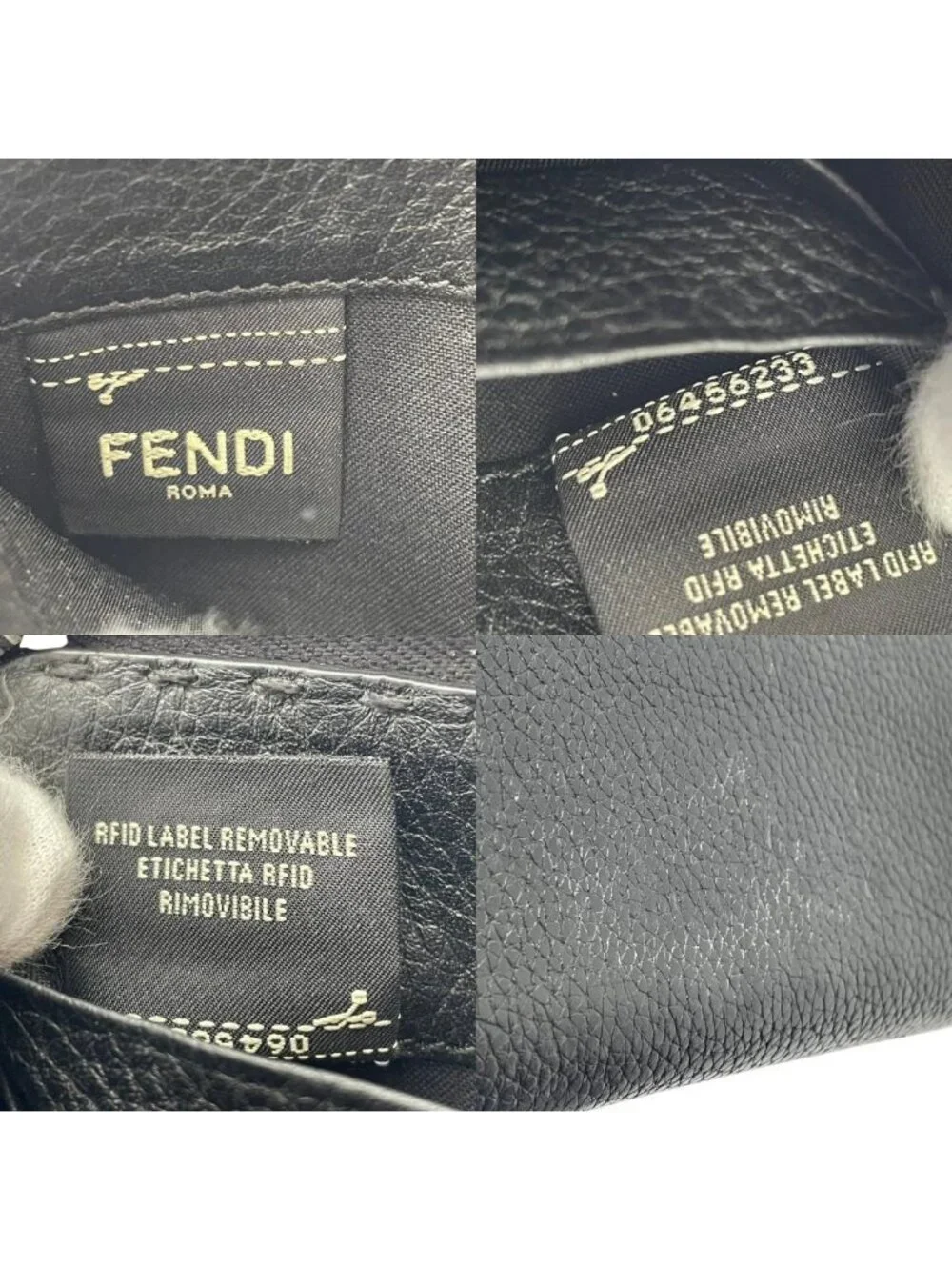 Fendi Wallet Selleria Zip Around Leather Marais the Black Silver Classic Simple